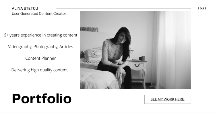 user generated content creator portfolio